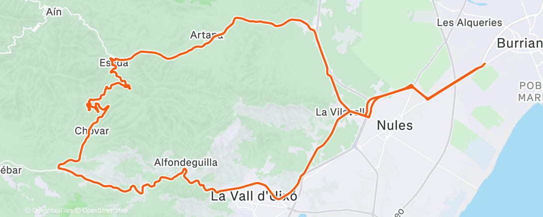 Map of the activity, Bicicleta por la tarde
