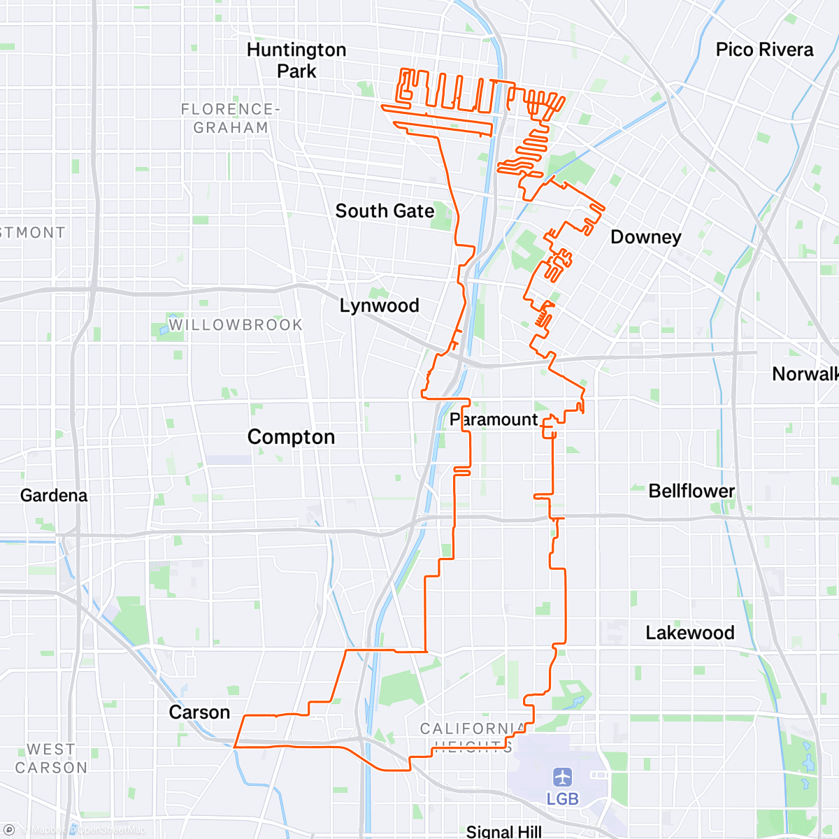 Map of the activity, 88 miles behind