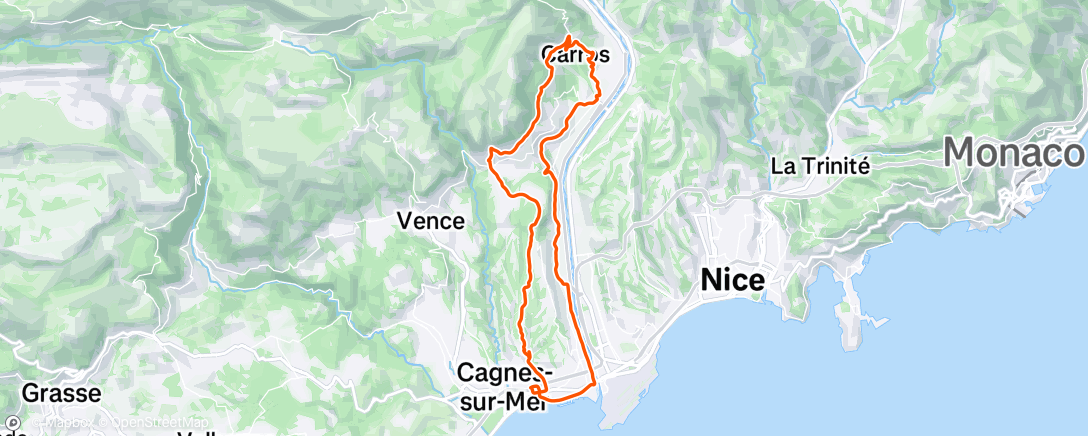 Carte de l'activité Sortie vélo le midi