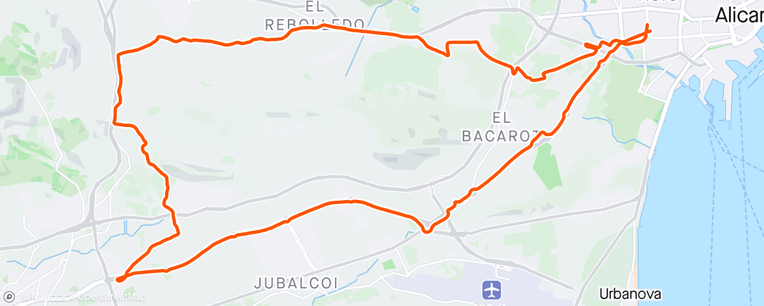 アクティビティ「Bicicleta al anochecer」の地図