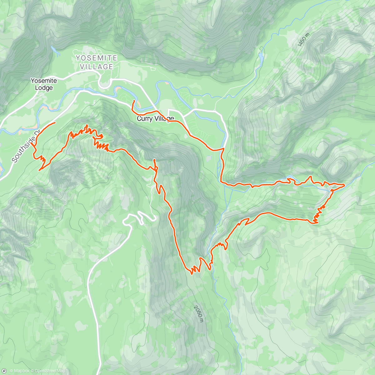 Mapa da atividade, Annual Yosemite Epic Stroll.   Total mileage was actually 17