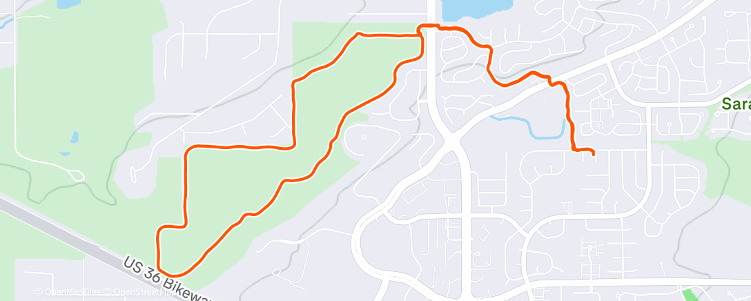 Map of the activity, Afternoon Run