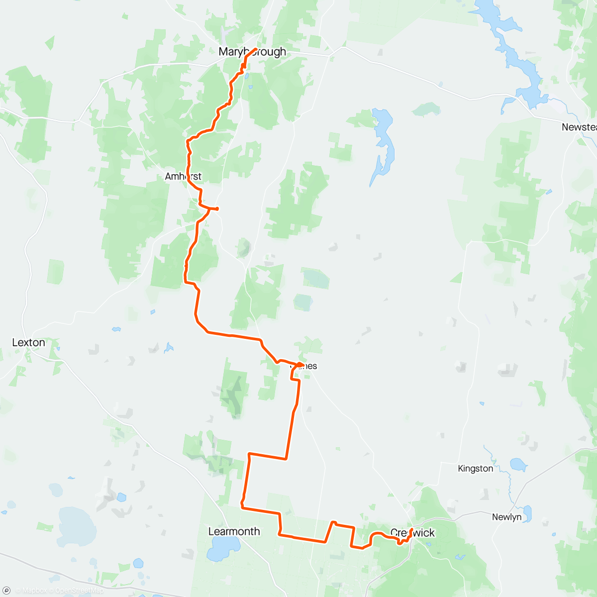 Map of the activity, Bikepacking Day 1 - Maryborough to Creswick