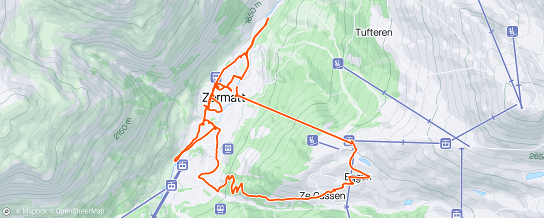 Map of the activity, Zermatt on foot