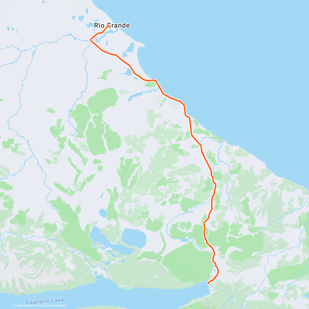 Map of the activity, DAY 25. Fin del Mundo 2. Rio Grande - Tolhuin