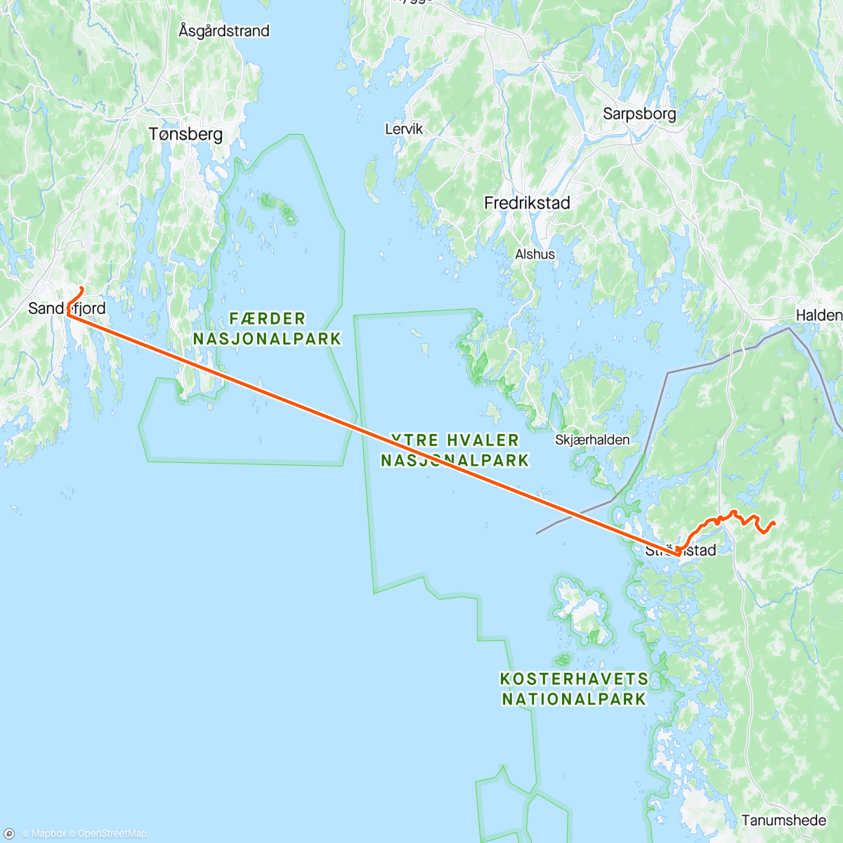 活动地图，Day 6: Sandefjord (🇳🇴) - Högstad (🇸🇪)