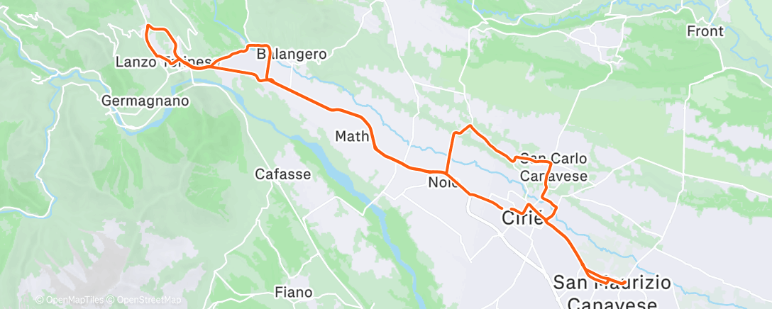 Map of the activity, Pedalata mattutina