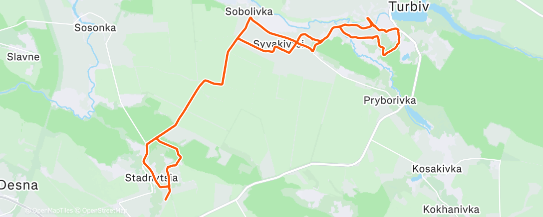 Map of the activity, Evening Ride