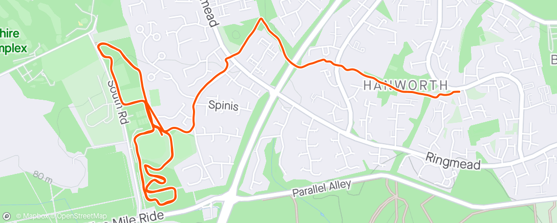 Map of the activity, Morning Run including Bracknell parkrun’s 9th birthday