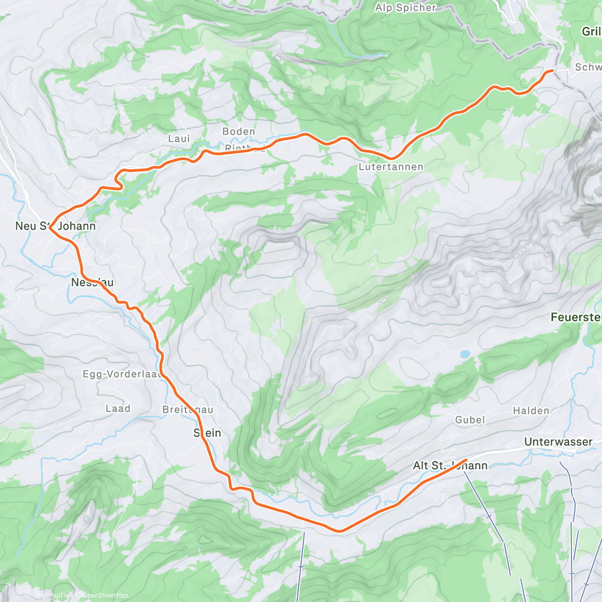 Map of the activity, ROUVY - Winter Alt St. Johan | Switzerland
