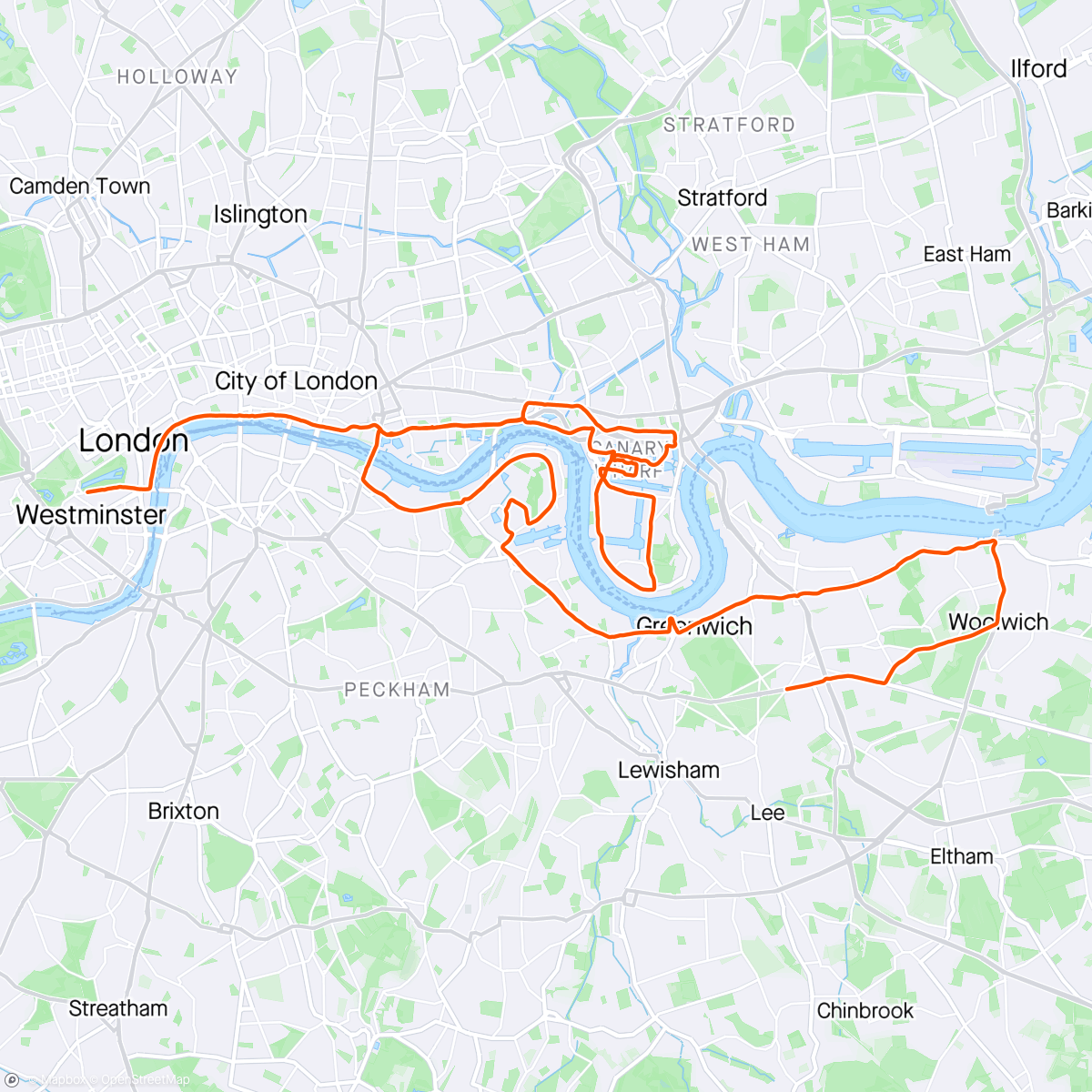 Map of the activity, London Marathon!!