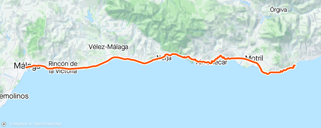 Map of the activity, 7. und letzter Tag, mit Rückenwind zurück nach Malaga