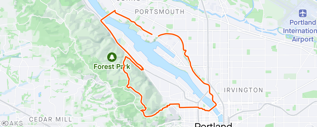 Map of the activity, Base ride around forest park