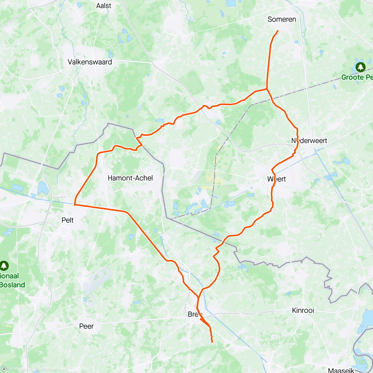 Map of the activity, Een Komoot asfalt rondje