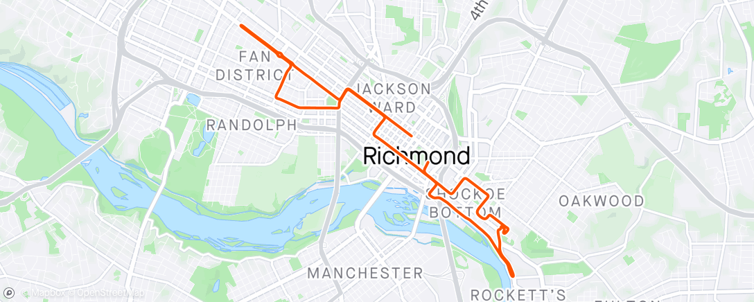 Mapa da atividade, Zwift - Orange Unicorn Lite in Richmond