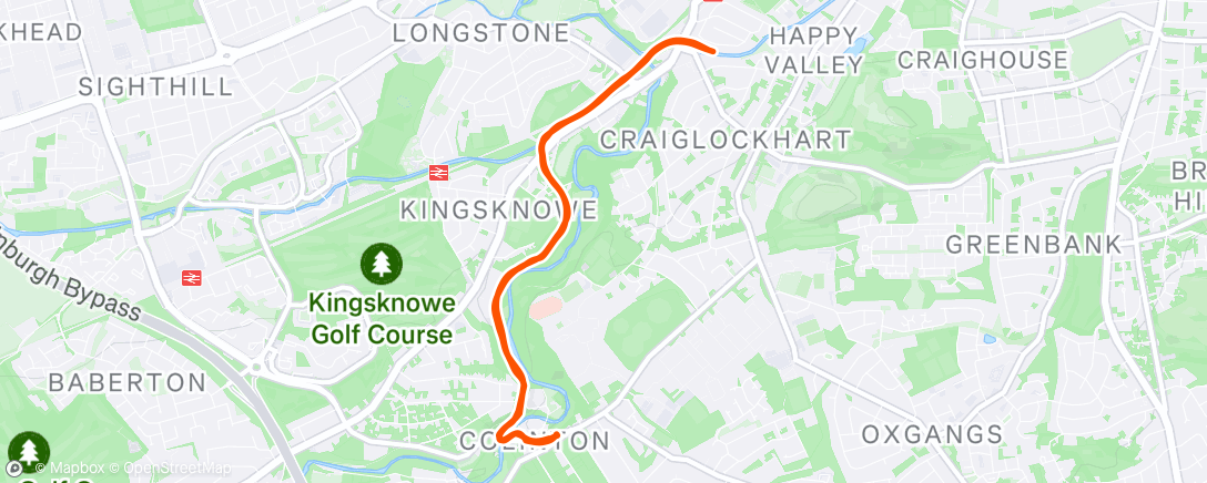 Map of the activity, Slowish lunchtime run to new coffee place
