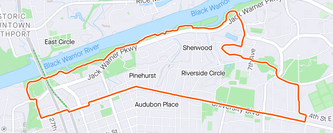 Map of the activity, 45 mins + strides