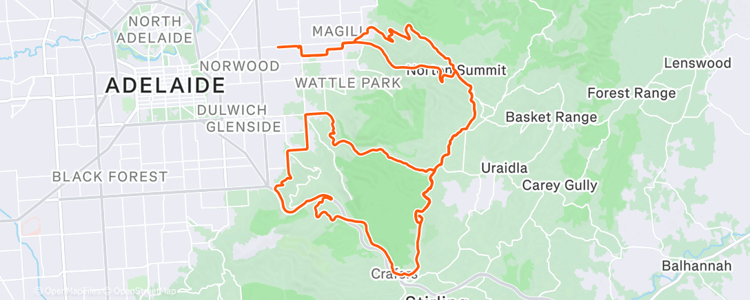 Map of the activity, 2x Mt Lofty