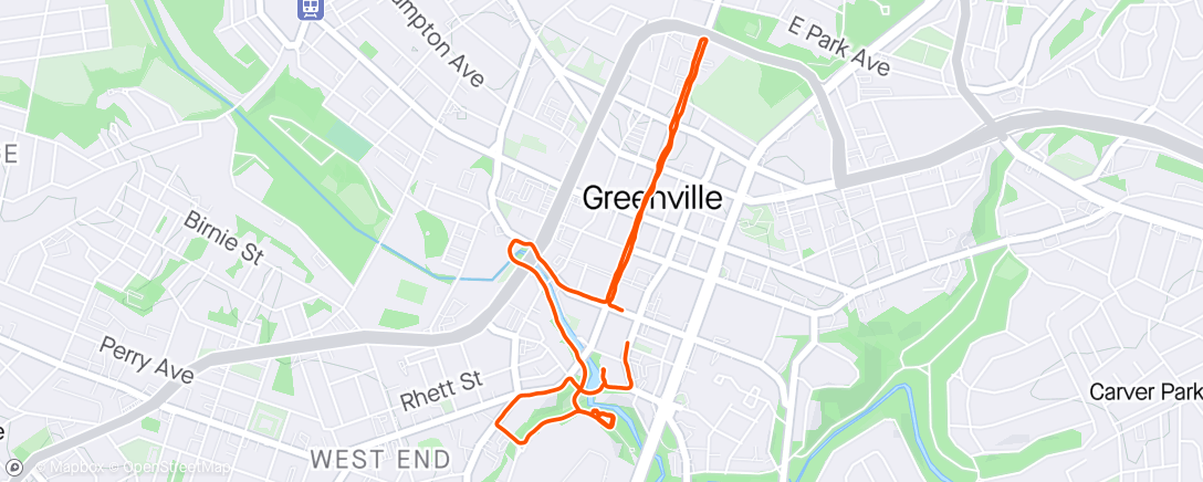 Map of the activity, Greenville Morning Run/Workout