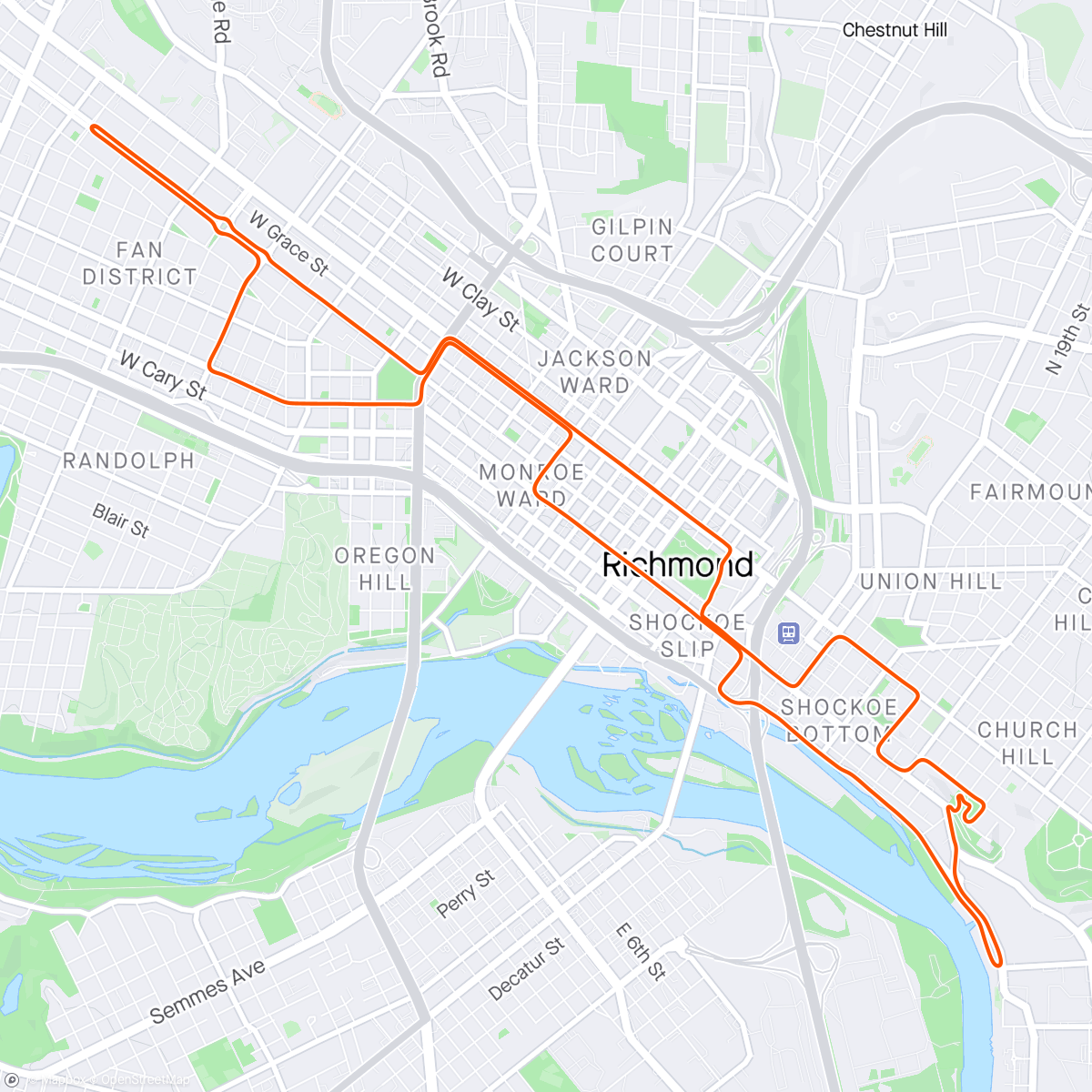 Map of the activity, Zwift - FTP Test in Richmond