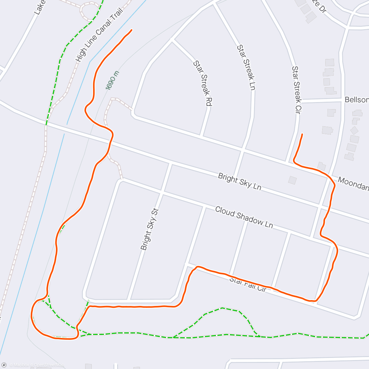 Mapa de la actividad, Morning walk — and avoiding an Elin charge yesterday!