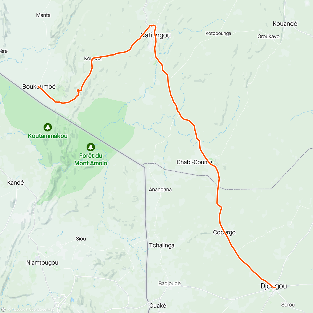 Map of the activity, Tour du Bénin - E1