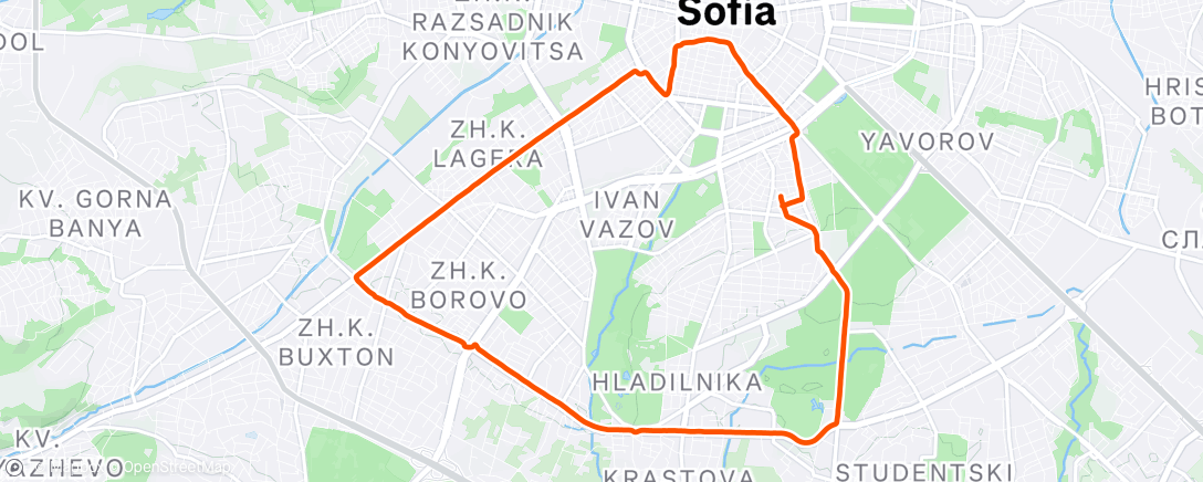 Map of the activity, Sunday Long Run