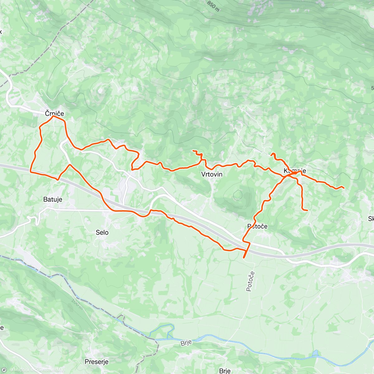 Map of the activity, Night gravel fox chasing