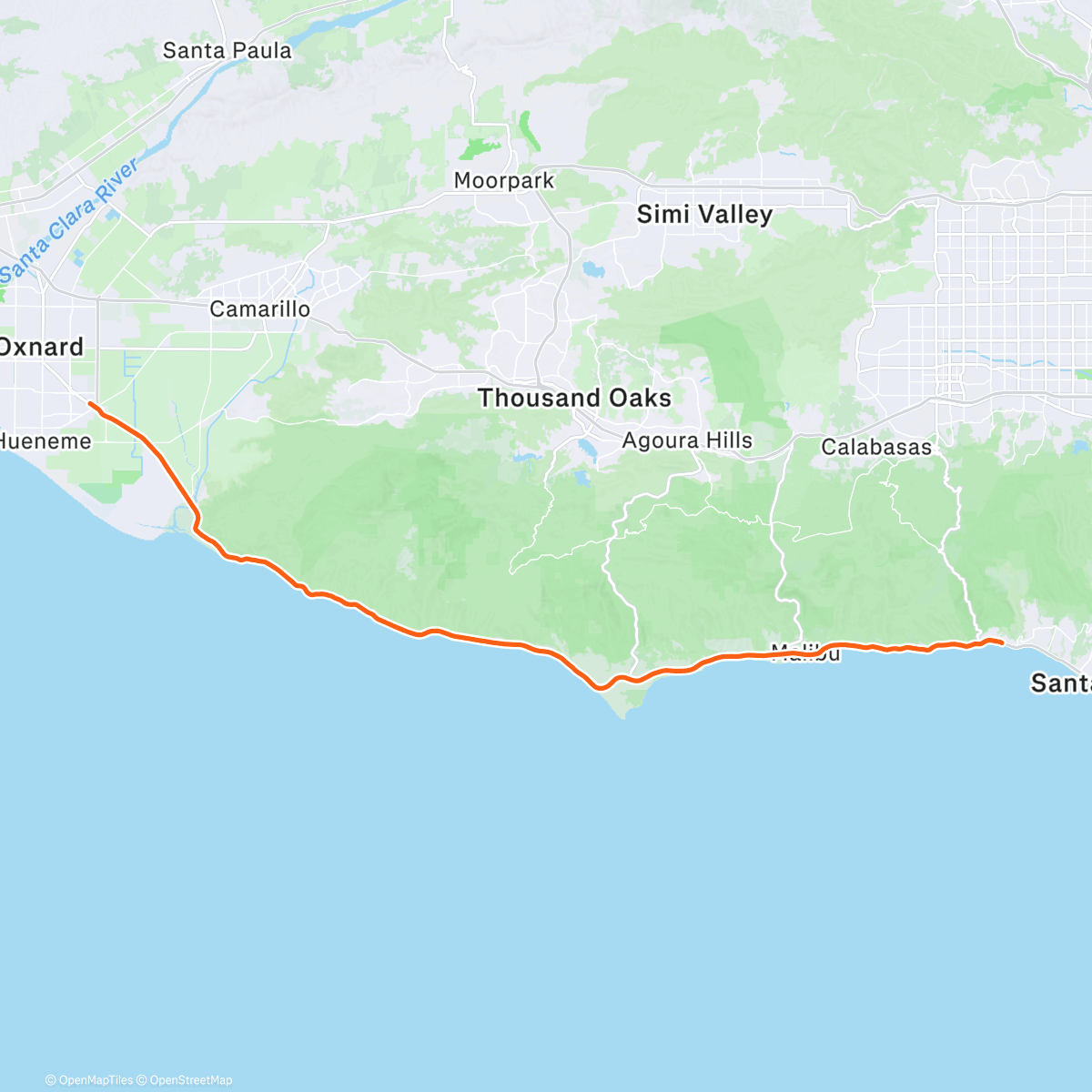 Map of the activity, ROUVY - Pacific coast through Malibu | California | USA