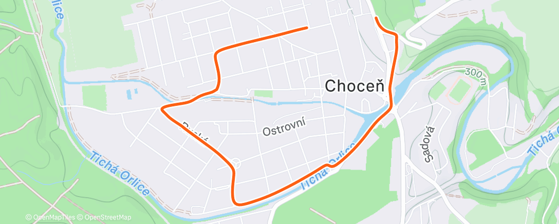 Map of the activity, Evening Run