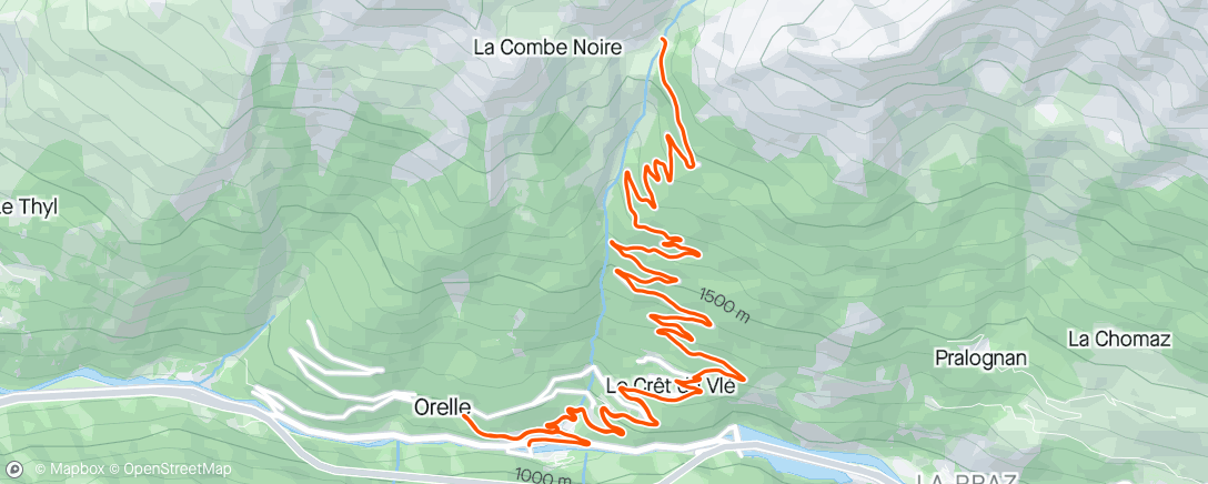 Map of the activity, Montée d’Orelle chrono