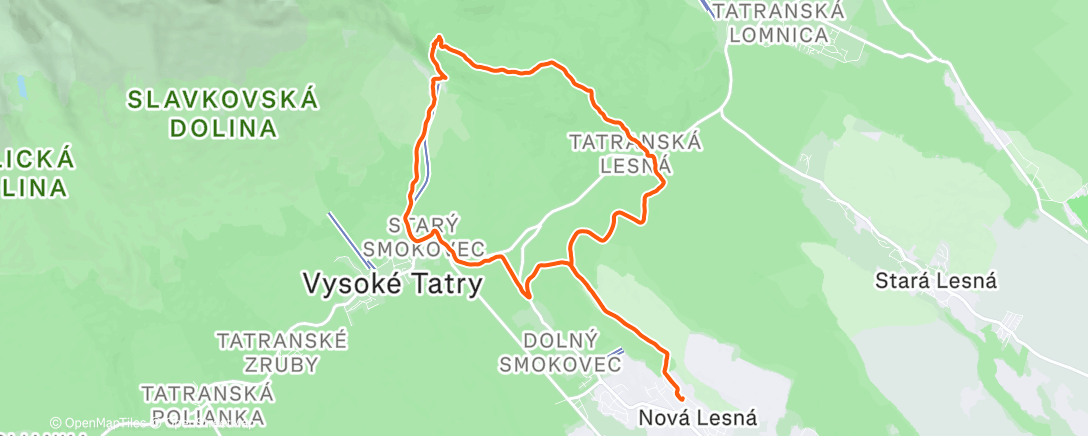 Map of the activity, Afternoon Trail Run