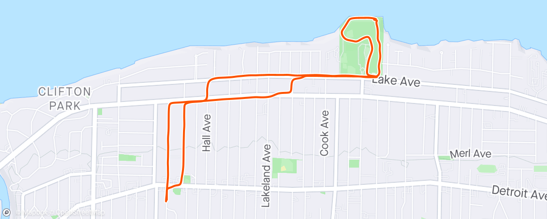 Map of the activity, Lakewood Park Loop