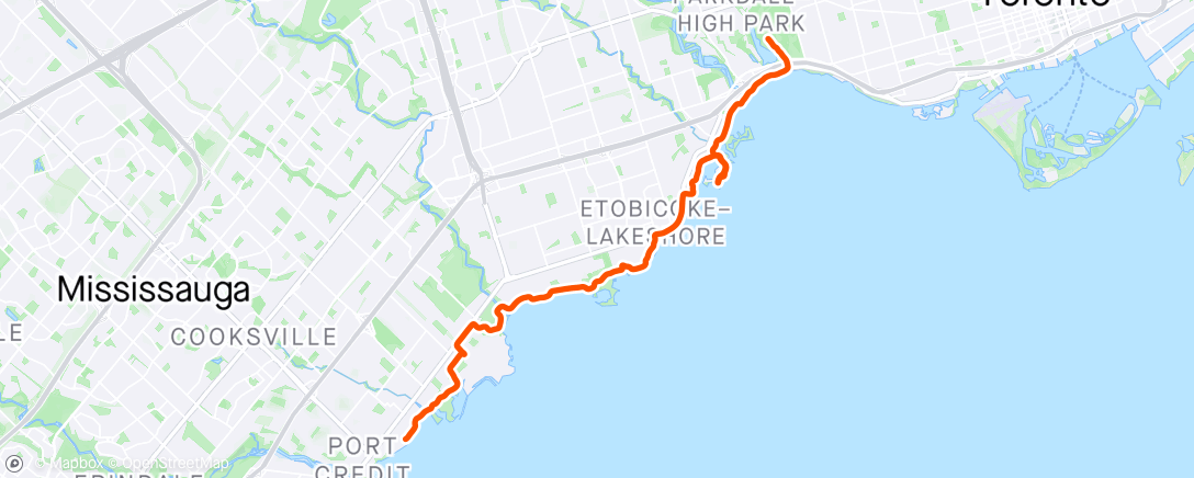 Map of the activity, FulGaz - High Park to Port Credit Loop