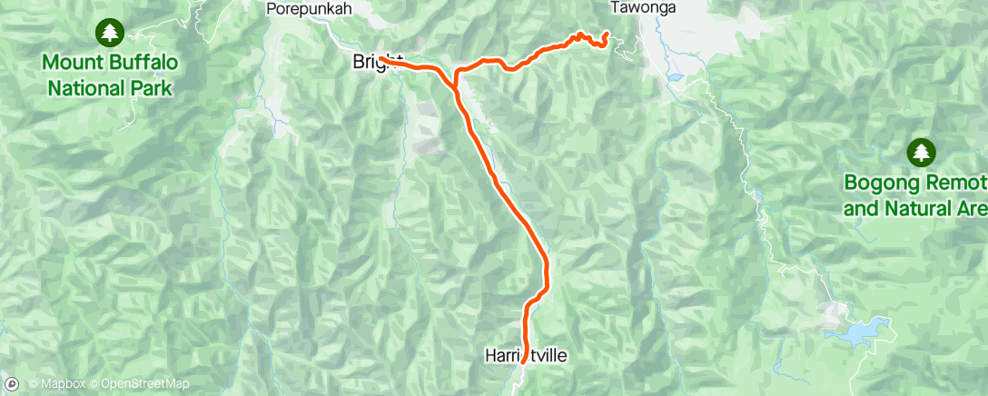 Map of the activity, Hallys Gap & Harrietville