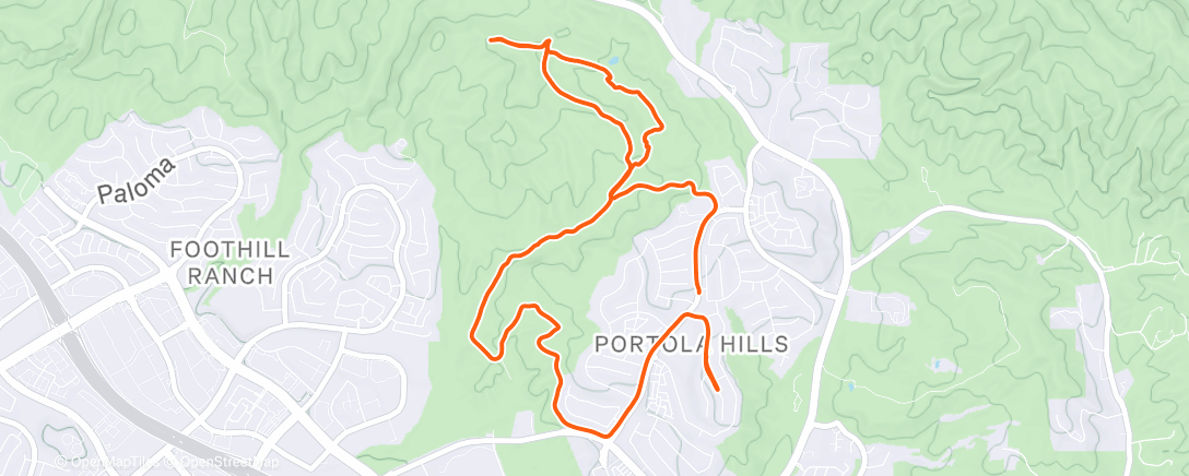 Map of the activity, Afternoon Trail Run