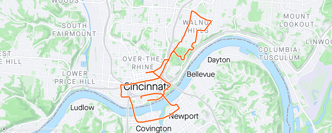 Karte der Aktivität „Cincinnati Flying 🐷 Half Marathon”