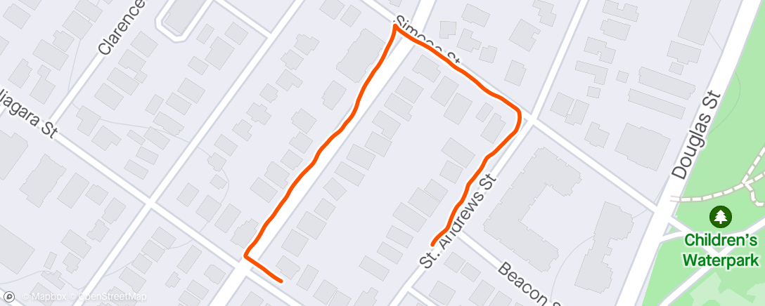 Map of the activity, Tuesday Evening Walk