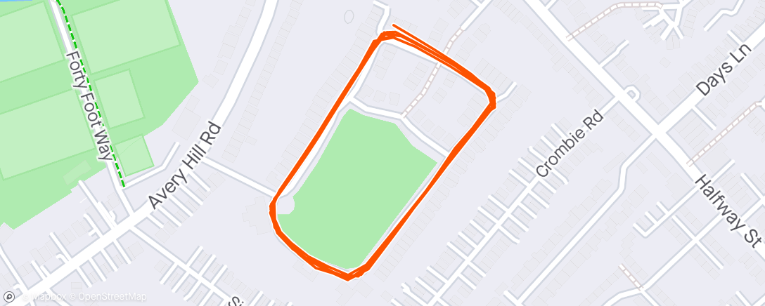 Map of the activity, 1200m reps