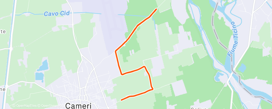 Map of the activity, 15 km run 👍  4 km warm up + 5 km at 4’:32”/km + 5 km at 4’:19”/km + 1 km cooldown