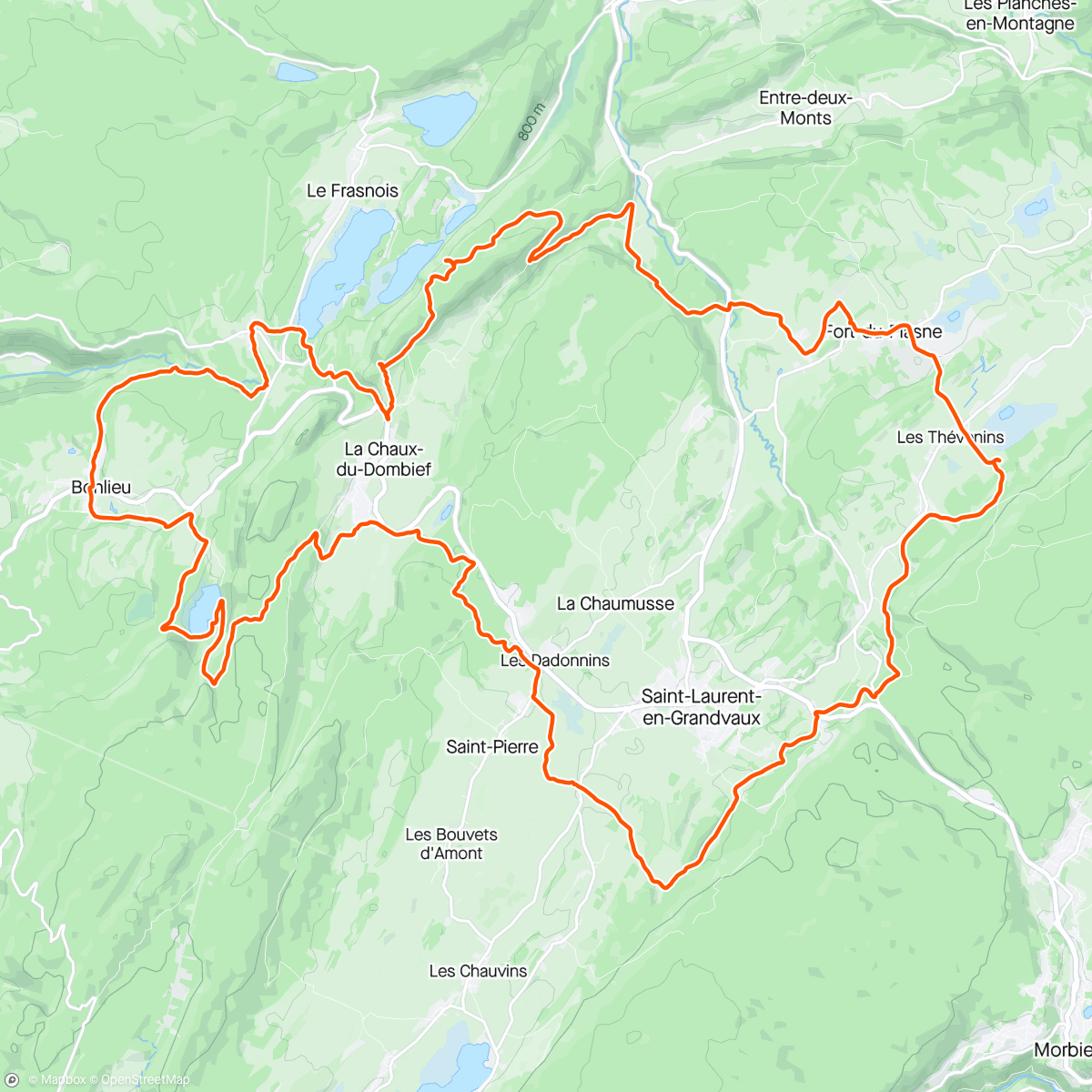 Map of the activity, J6 : Boucle des lacs (Bonlieu, Cascades du Hérisson, pic de l'Aigle, Belvédère des 4 lacs)