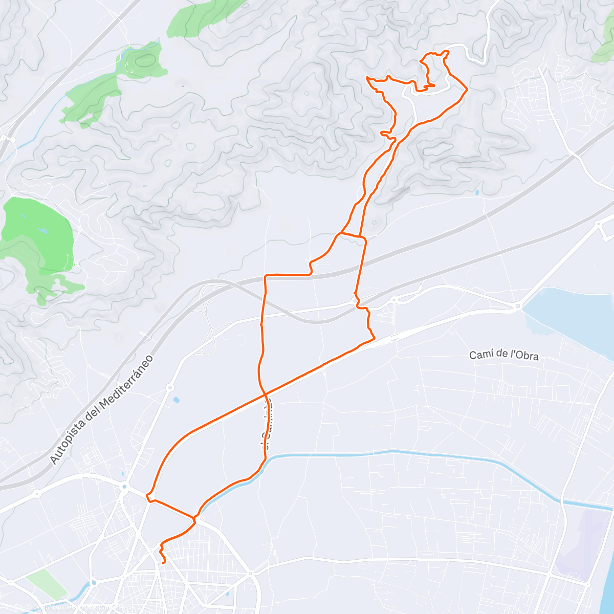 Map of the activity, Bicicleta de montaña a la hora del almuerzo