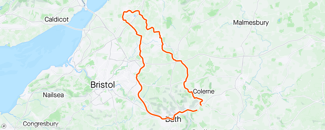 Map of the activity, VCW to Thornbury. Cold wind but good ride.