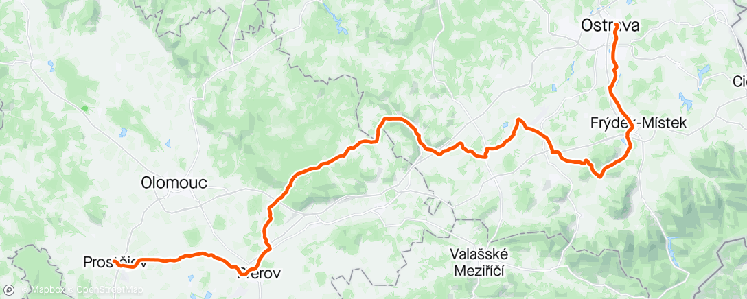 Map of the activity, Czech tour S1