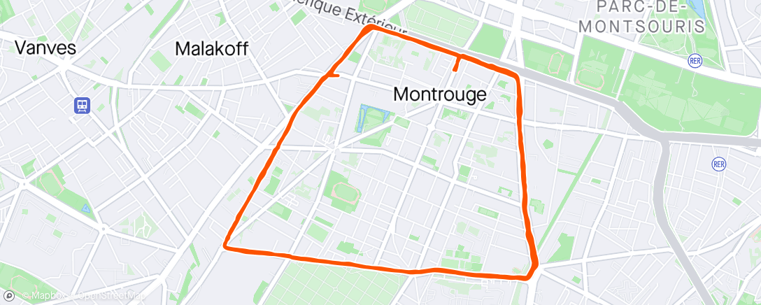Map of the activity, Afternoon Ride - 6 loops around Montrouge, and my PR on that loop