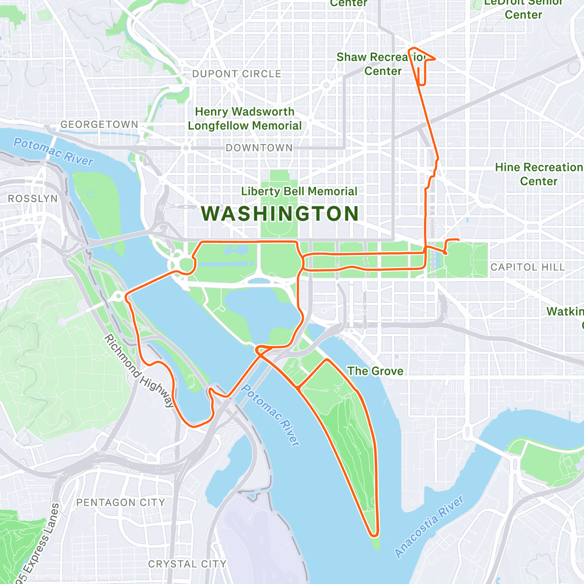 Map of the activity, Night Ride