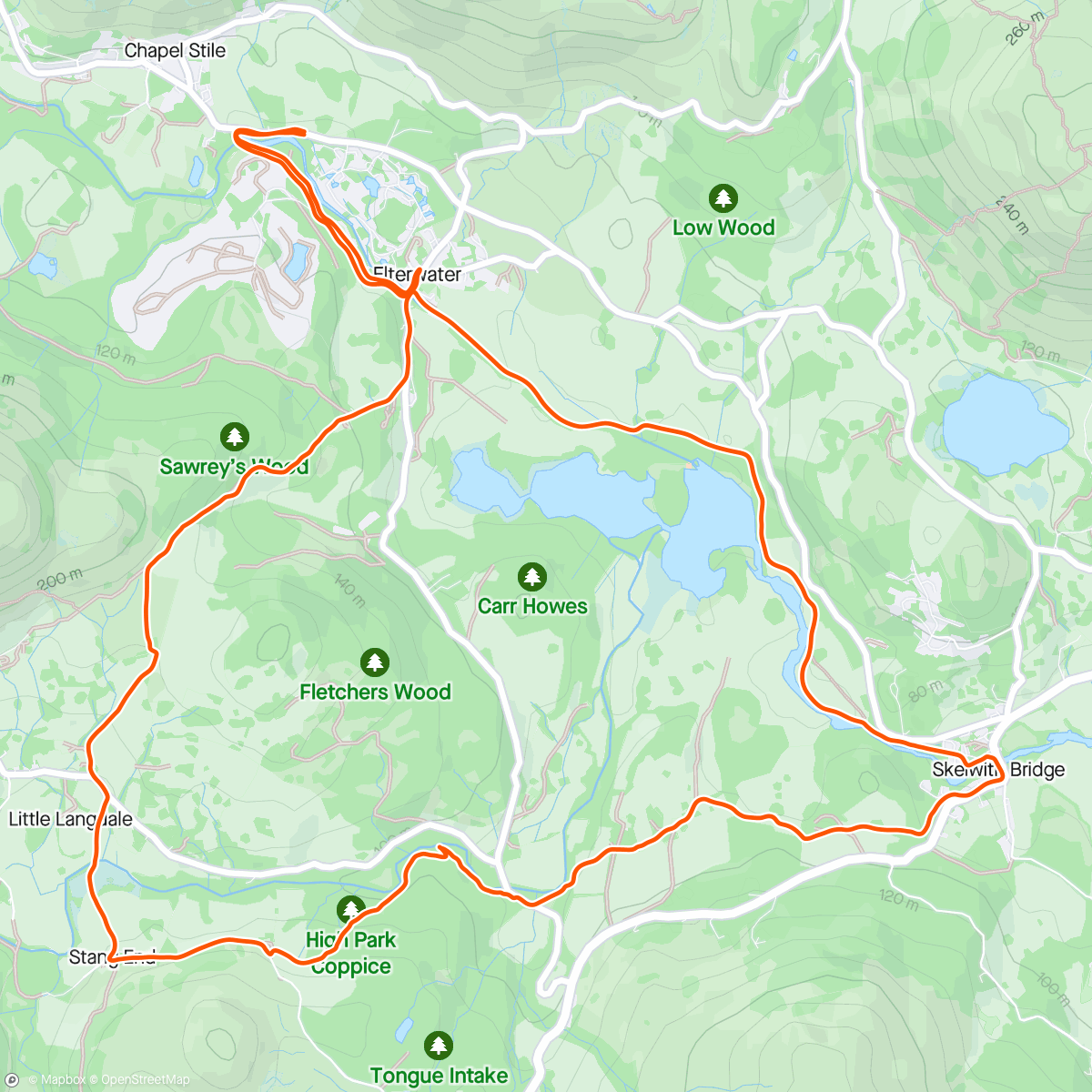Map of the activity, Elterwater loop