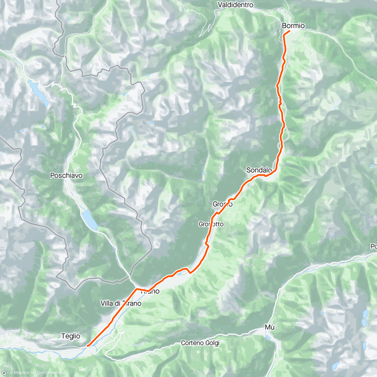 Mappa dell'attività ROUVY - RV220 Sentiero Valtellina (Cyclepath Bormio - Teglio)
