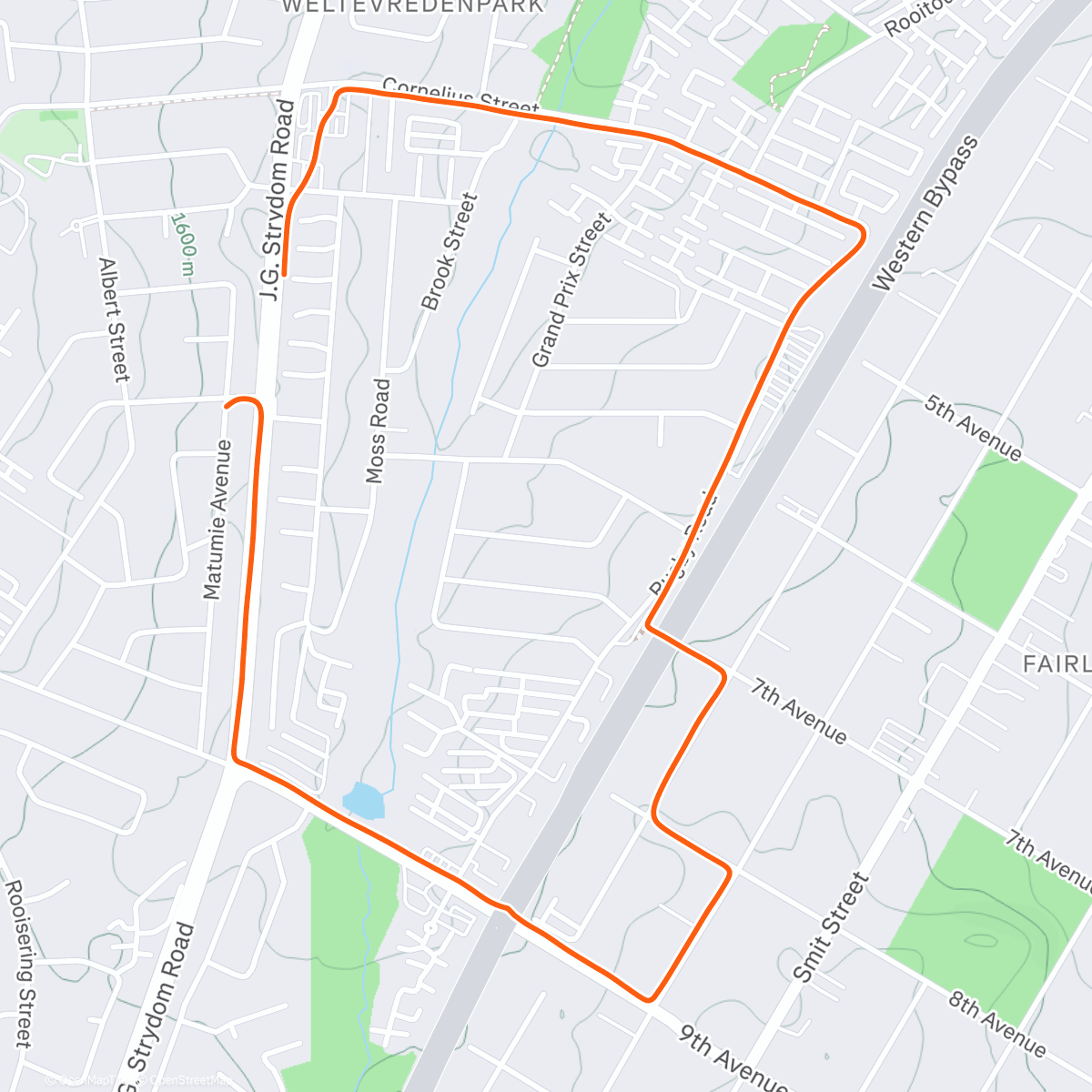 Map of the activity, Afternoon Run