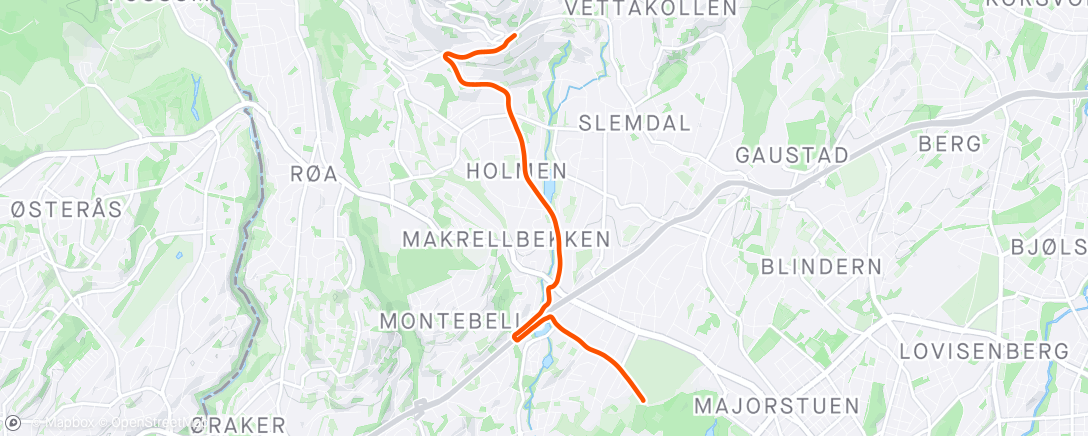 Map of the activity, Holmenkollstafetten: Besserud - Holmendammen